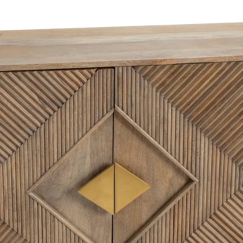 Four-Door Sideboard with Diamond Carvings and Cable Management - 72x16x34