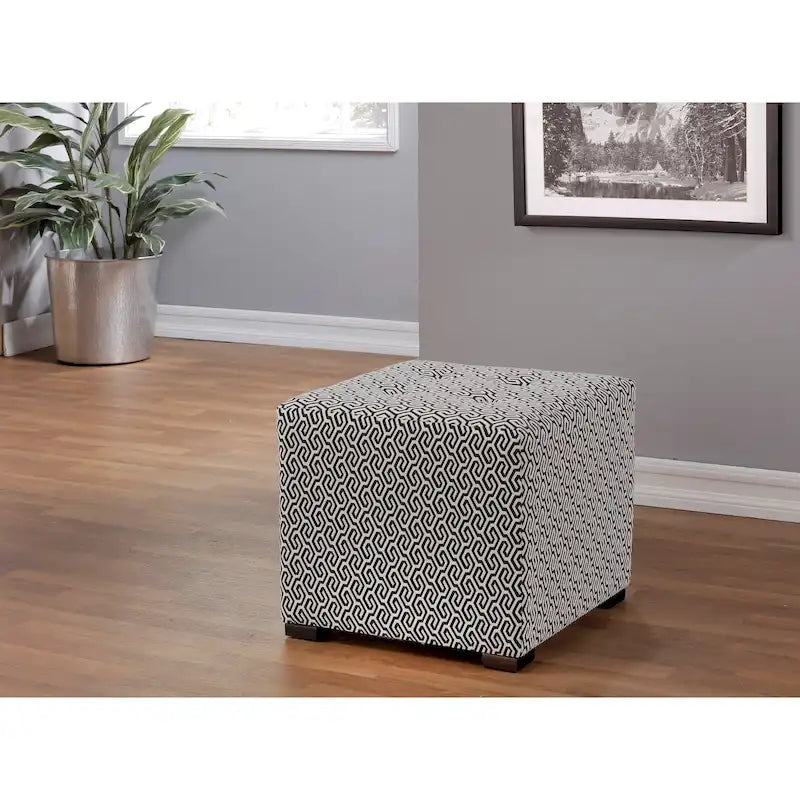 Pouf ottoman capitonné carré traditionnel