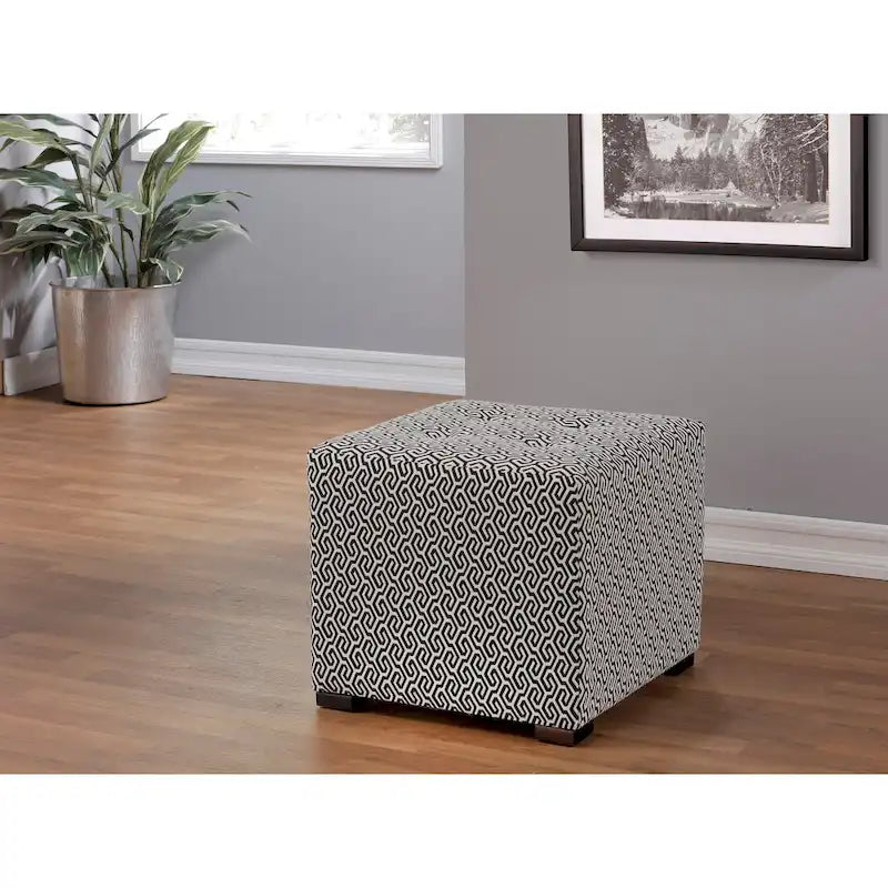 Traditional Square Button Tufted Ottoman