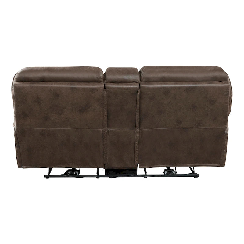80-Inch Power Double Recliner Loveseat with Console, Cupholders & USB, Brown