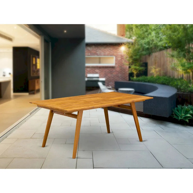 Modern Rectangular Coffee Table with Wood Legs - Natural Oil Finish
