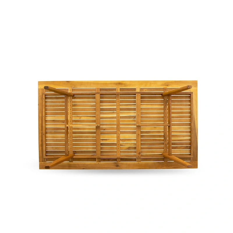 Modern Rectangular Coffee Table with Wood Legs - Natural Oil Finish