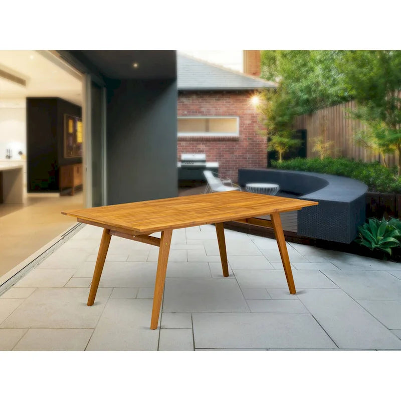 Modern Rectangular Coffee Table with Wood Legs - Natural Oil Finish