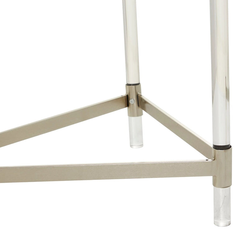 Metal Console Table with Mirrored Top and Acrylic Legs - Gold or Silver