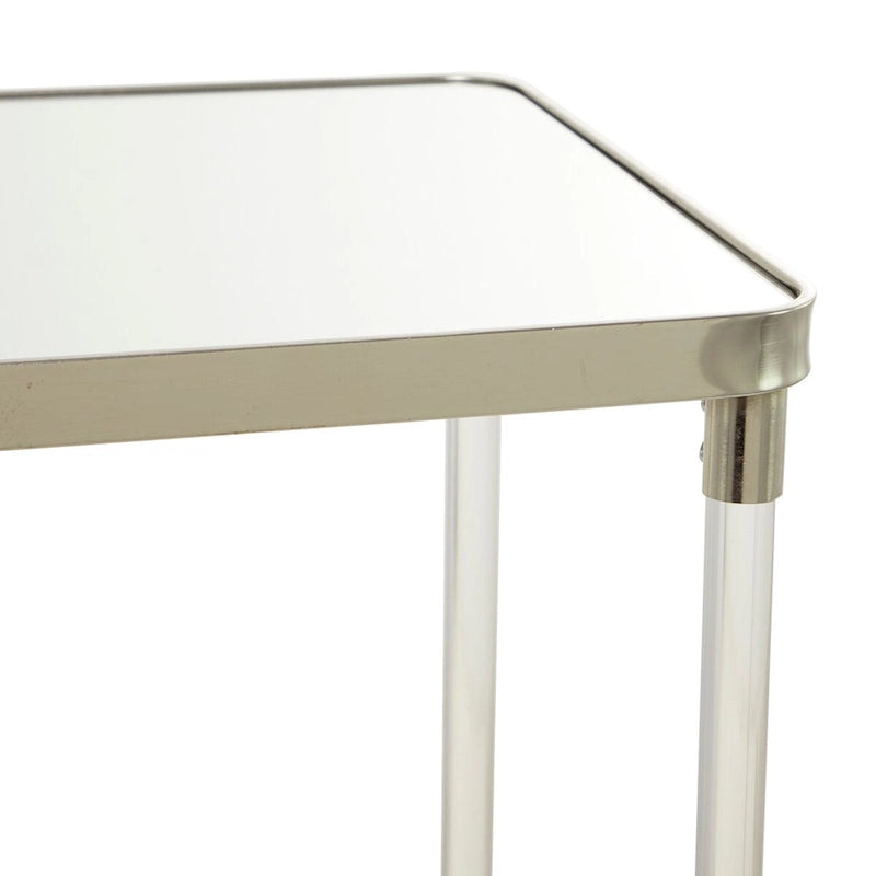 Metal Console Table with Mirrored Top and Acrylic Legs - Gold or Silver