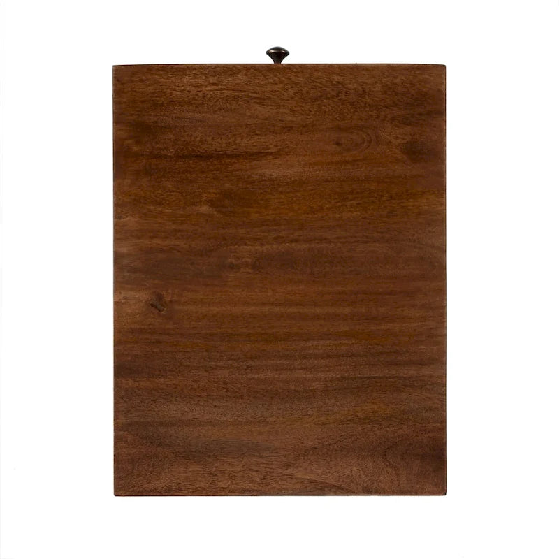 C-Shaped End Table with Drawer, Walnut Brown Finish and Gold Iron Frame