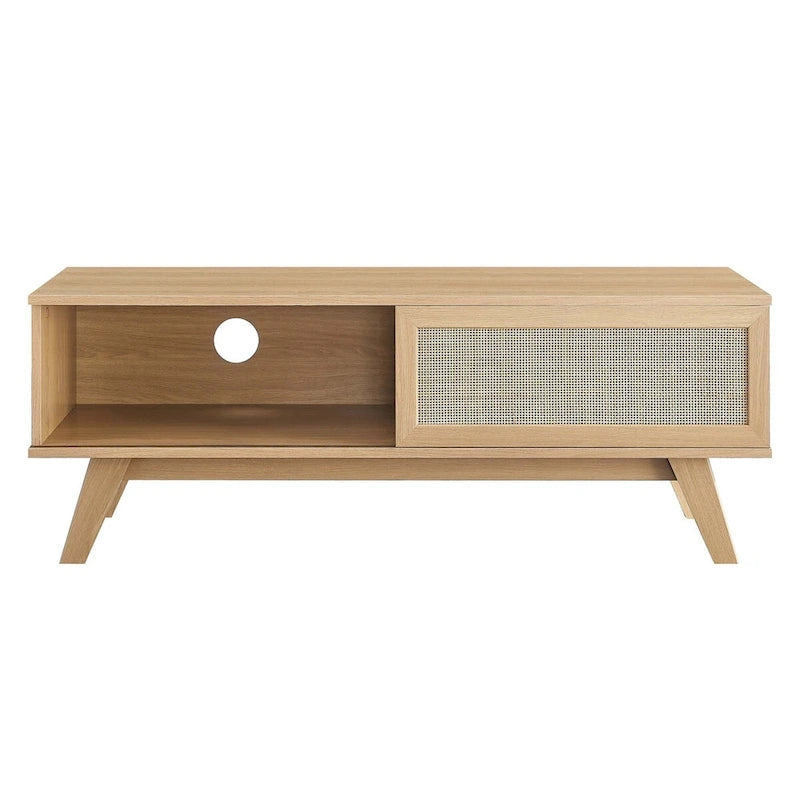 47-Inch Rattan TV Stand with Sliding Door