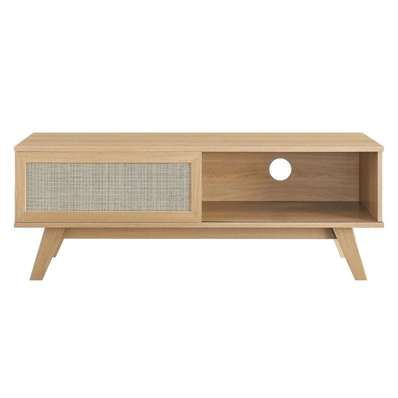 47-Inch Rattan TV Stand with Sliding Door