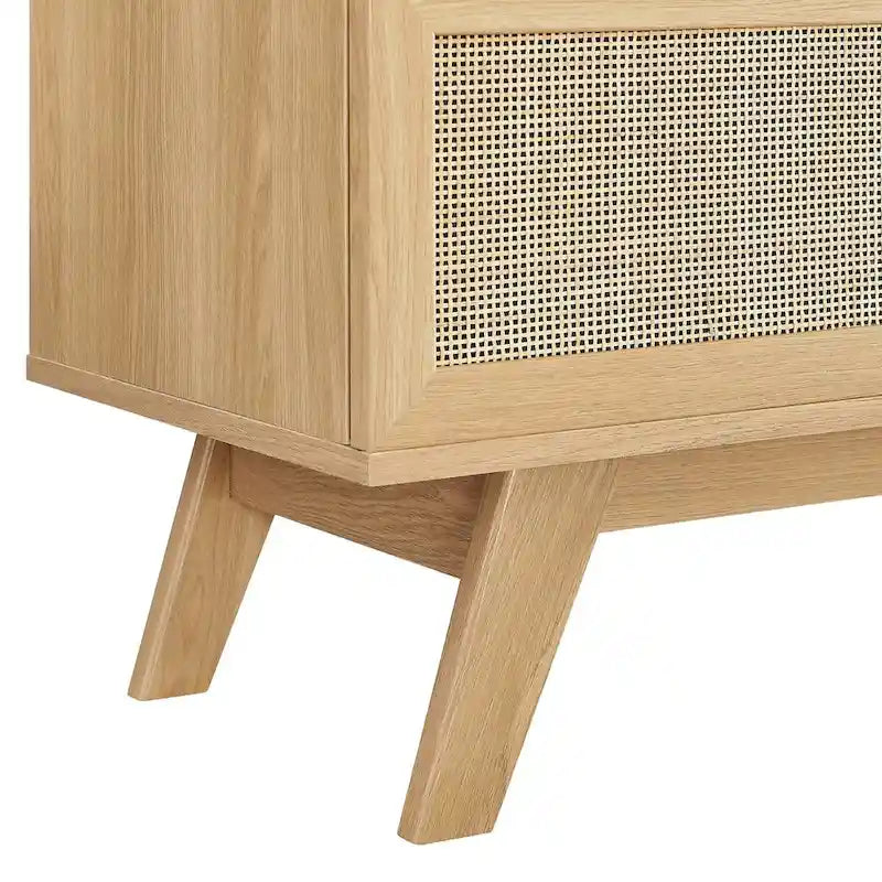 47-Inch Rattan TV Stand with Sliding Door