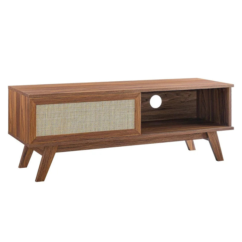 47-Inch Rattan TV Stand with Sliding Door