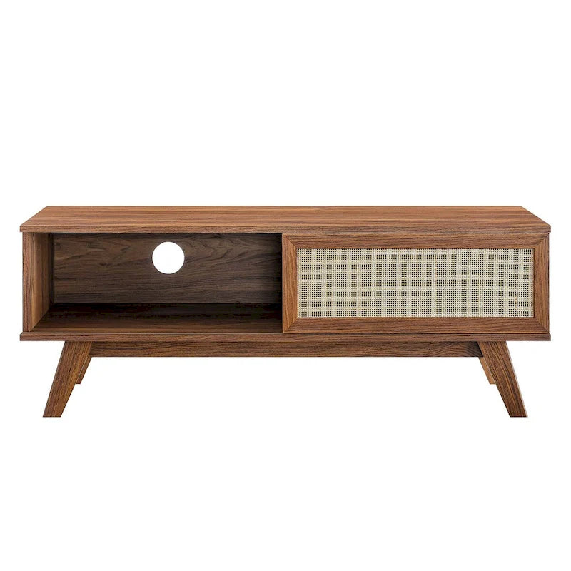 47-Inch Rattan TV Stand with Sliding Door