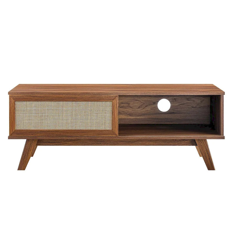 47-Inch Rattan TV Stand with Sliding Door