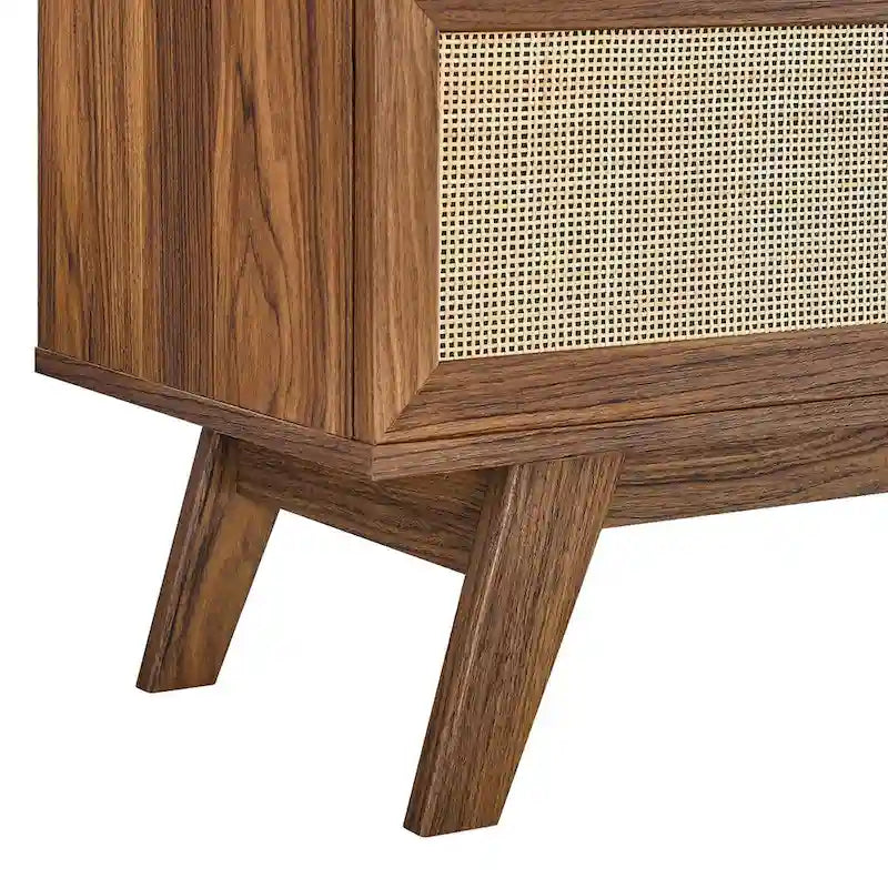 47-Inch Rattan TV Stand with Sliding Door