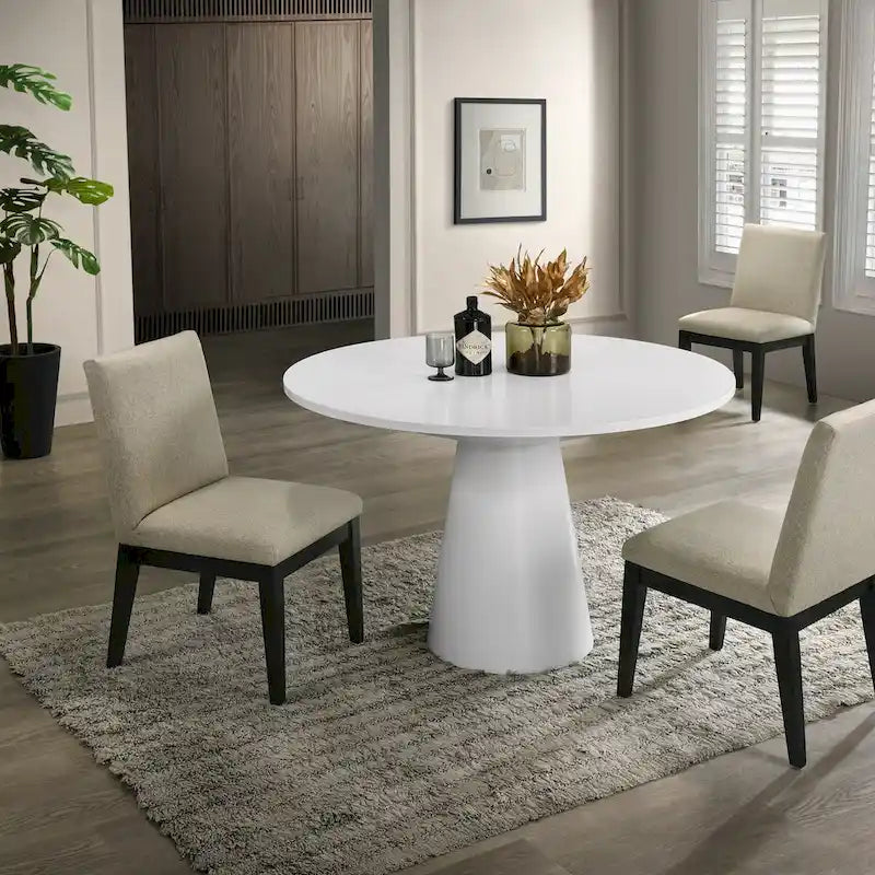 5-Piece 48-Inch Round Pedestal Dining Set with 4 Upholstered Chairs
