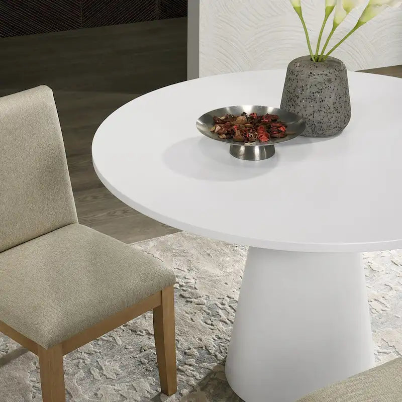 5-Piece 48-Inch Round Pedestal Dining Set with 4 Upholstered Chairs