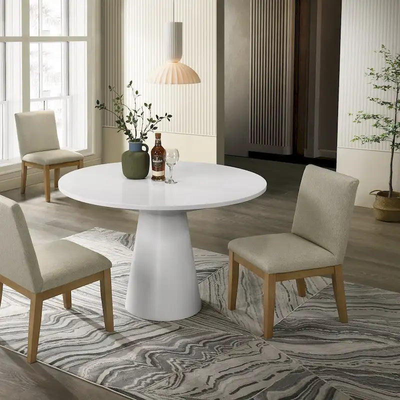 5-Piece 48-Inch Round Pedestal Dining Set with 4 Upholstered Chairs
