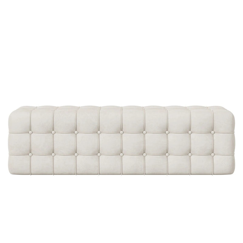 All Covered Velvet Upholstered Ottoman,Rectangular Footstool