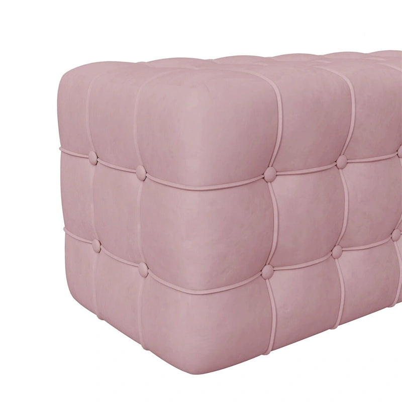 All Covered Velvet Upholstered Ottoman,Rectangular Footstool