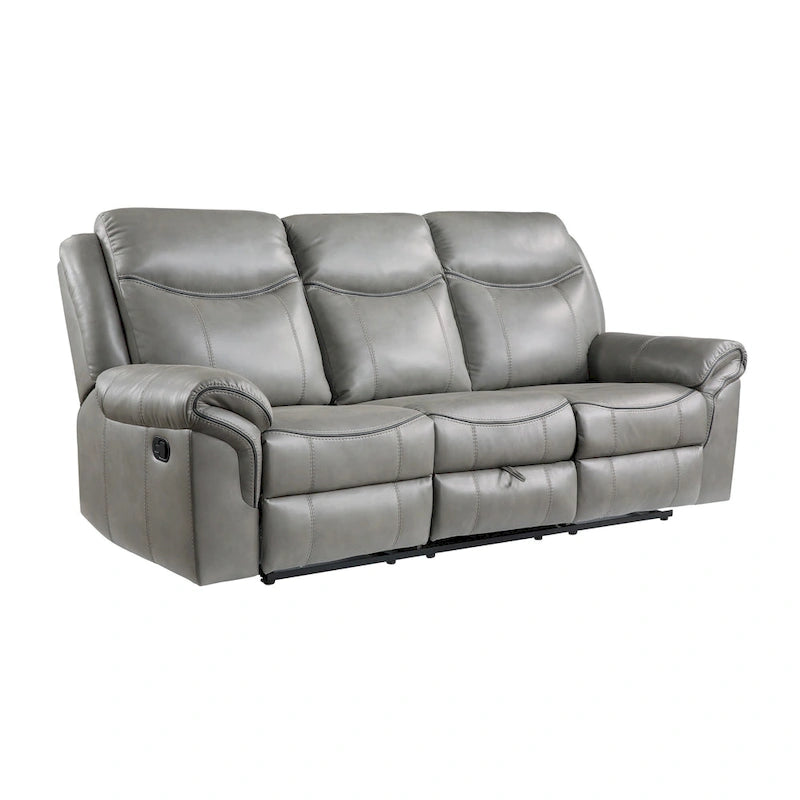 80-Inch Dual Manual Recliner Sofa with Cupholders & USB, Gray Faux Leather