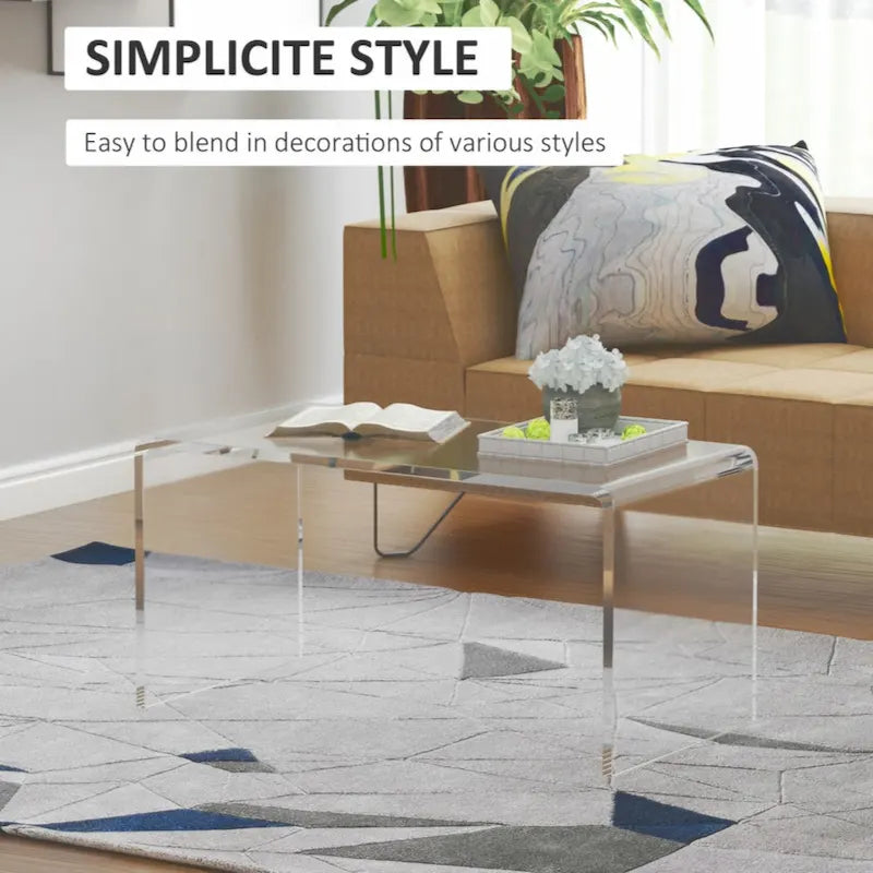 Clear Acrylic Waterfall Coffee Table - 32L x 16W x 16H