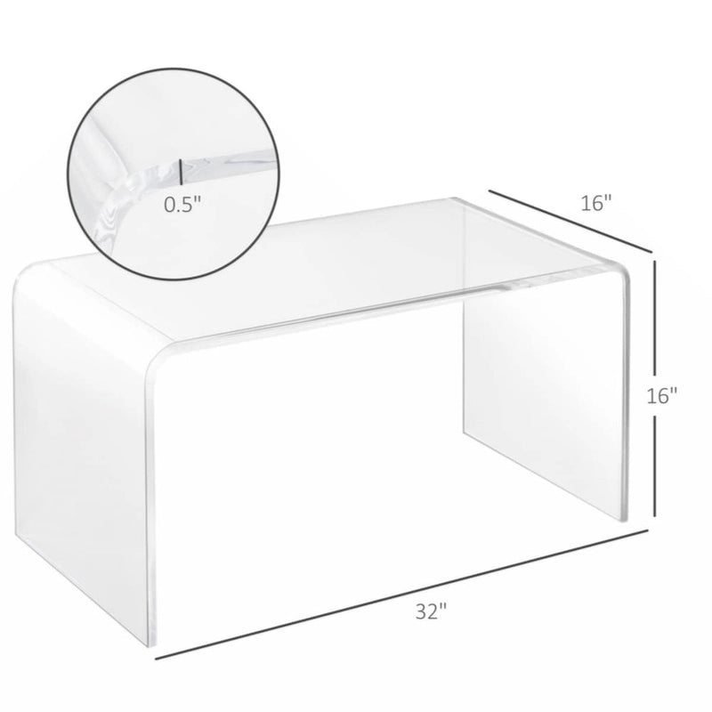 Clear Acrylic Waterfall Coffee Table - 32L x 16W x 16H