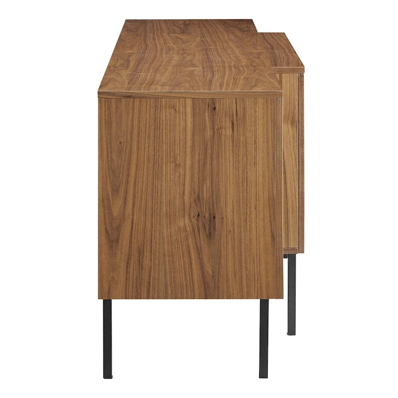 Nature-Inspired Wooden Sideboard with Adjustable Shelves and Sliding Doors
