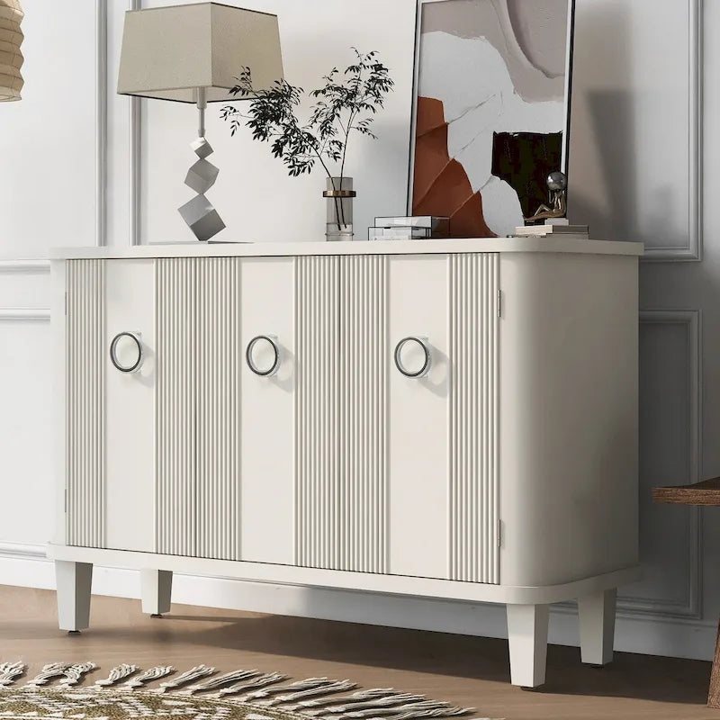 Buffet 3 portes cannelé avec pieds coniques – Noir
