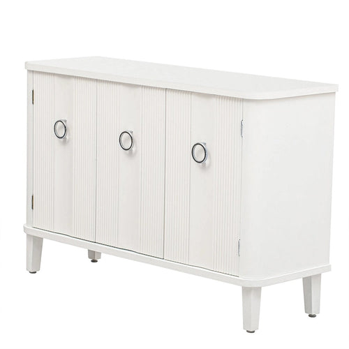 3-Door Fluted Sideboard with Tapered Legs – Black