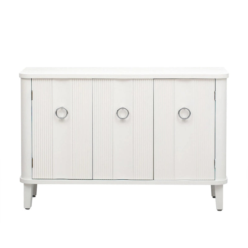 3-Door Fluted Sideboard with Tapered Legs – Black