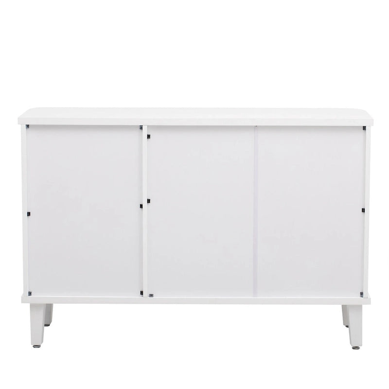 3-Door Fluted Sideboard with Tapered Legs – Black