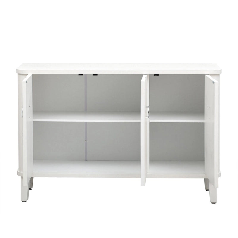 3-Door Fluted Sideboard with Tapered Legs – Black