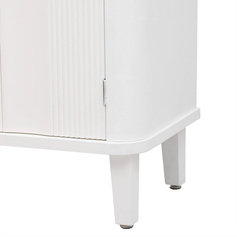 3-Door Fluted Sideboard with Tapered Legs – Black