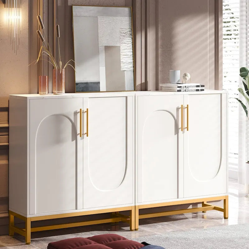 Modern 4-Door Sideboard Buffet Cabinet with Adjustable Shelves