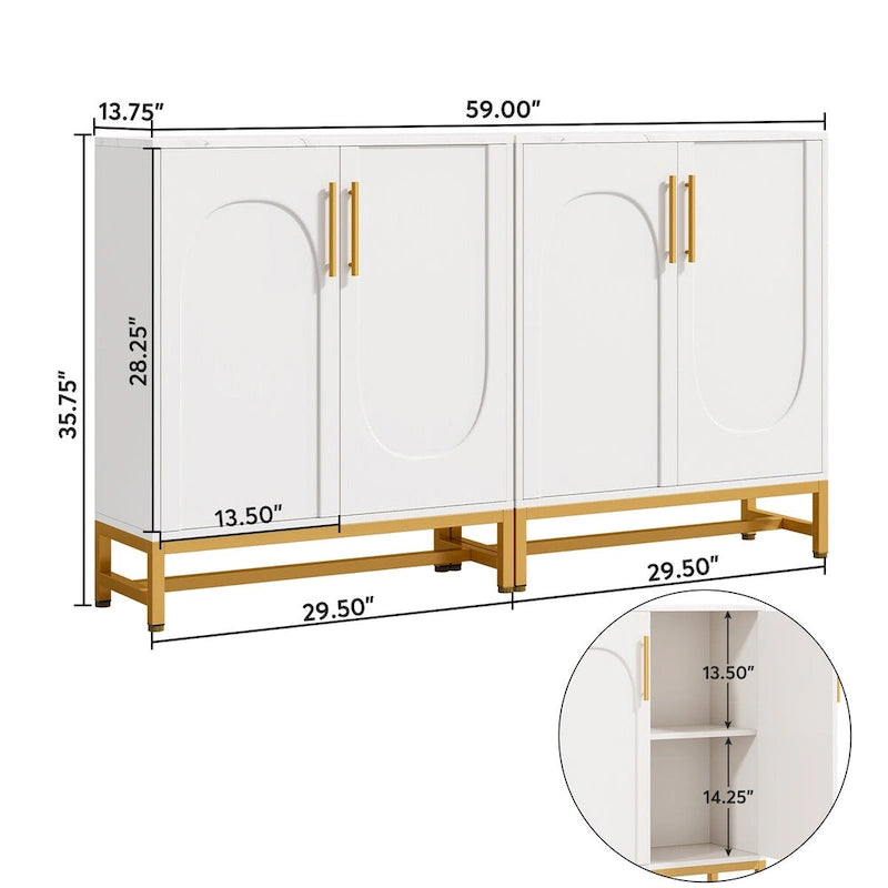 Modern 4-Door Sideboard Buffet Cabinet with Adjustable Shelves