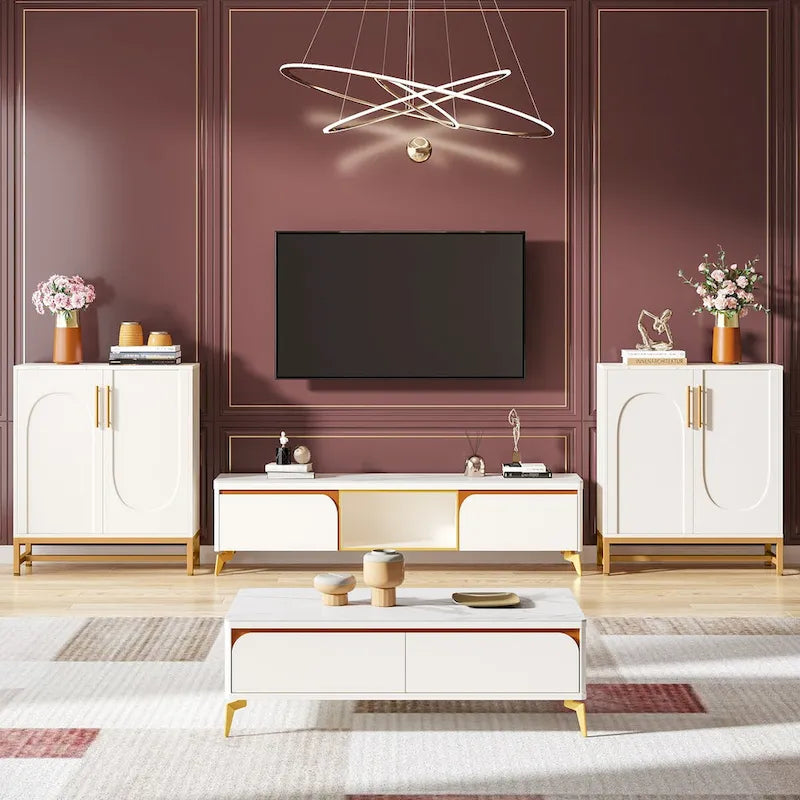 Modern 4-Door Sideboard Buffet Cabinet with Adjustable Shelves