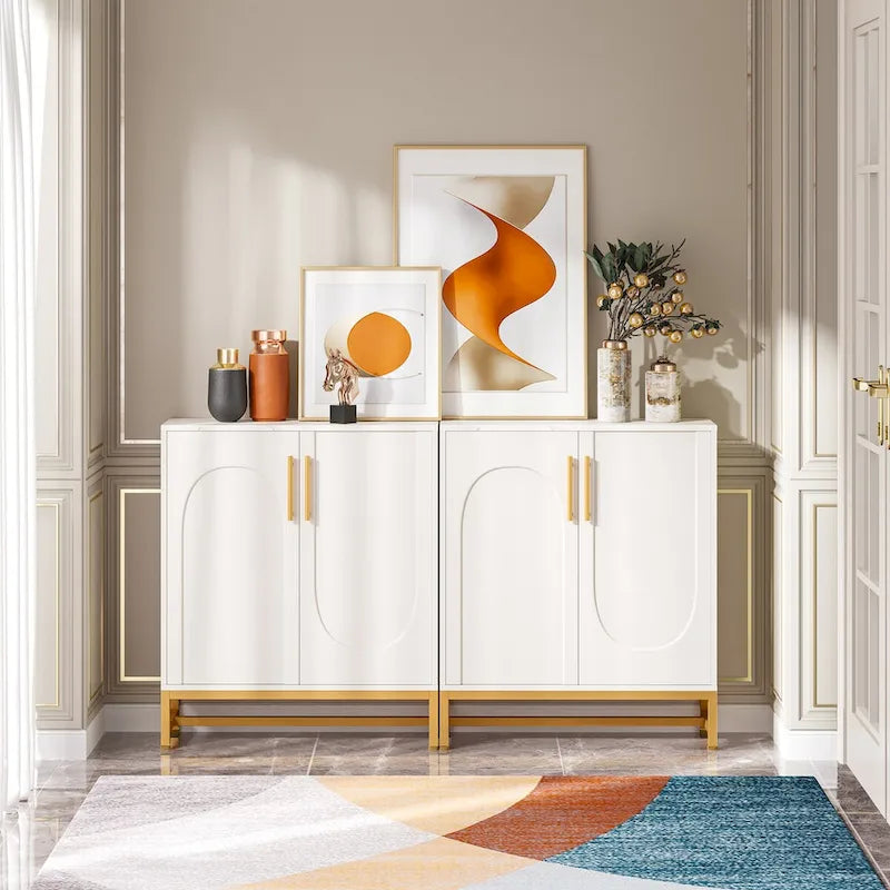 Modern 4-Door Sideboard Buffet Cabinet with Adjustable Shelves