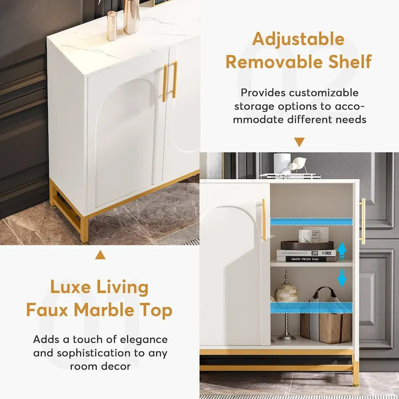 Modern 4-Door Sideboard Buffet Cabinet with Adjustable Shelves