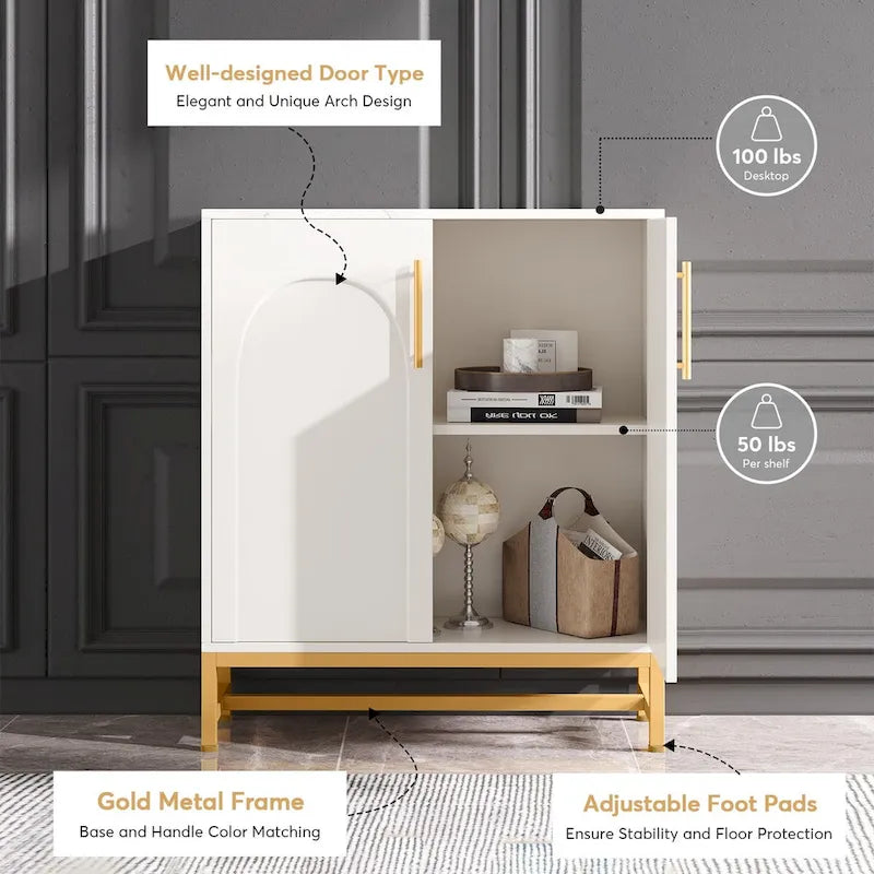 Modern 4-Door Sideboard Buffet Cabinet with Adjustable Shelves