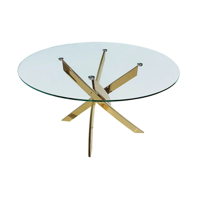 Round Glass Dining Table with X-Cross Base