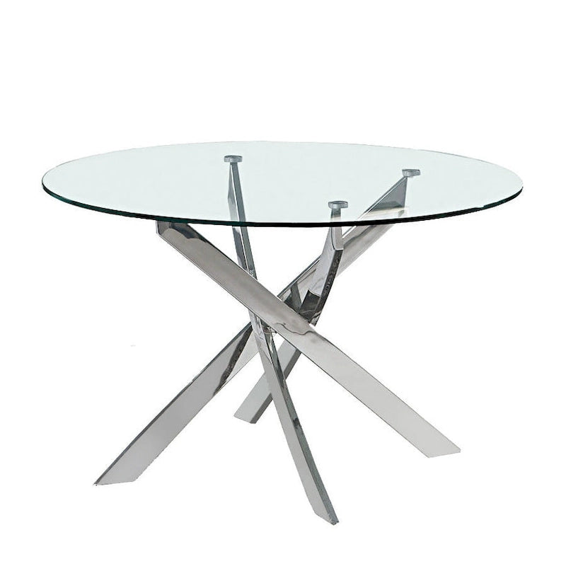 Round Glass Dining Table with X-Cross Base