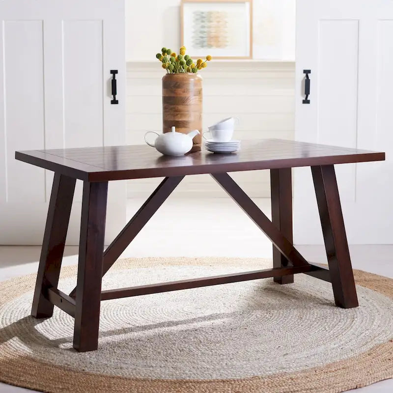 SAFAVIEH Laverna Brown Rectangle Dining Table - 57 W x 36 L x 30 H - 57Wx36Dx30H