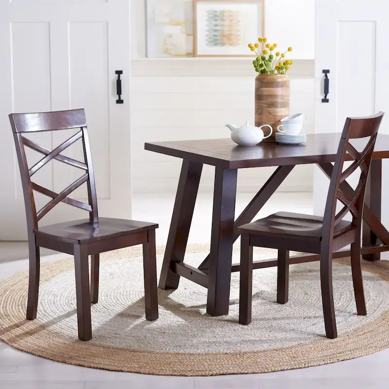 Brown Rectangle Dining Table with Acacia Veneer and Splayed Legs - 57W x 36D x 30H