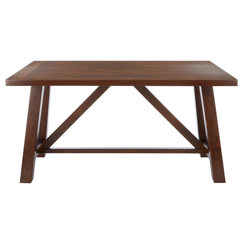 Brown Rectangle Dining Table with Acacia Veneer and Splayed Legs - 57W x 36D x 30H