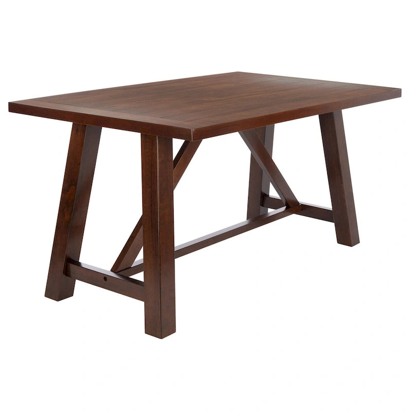 Brown Rectangle Dining Table with Acacia Veneer and Splayed Legs - 57W x 36D x 30H