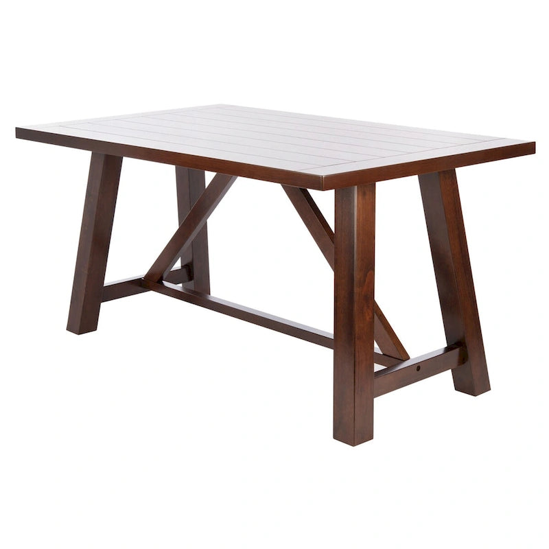Brown Rectangle Dining Table with Acacia Veneer and Splayed Legs - 57W x 36D x 30H