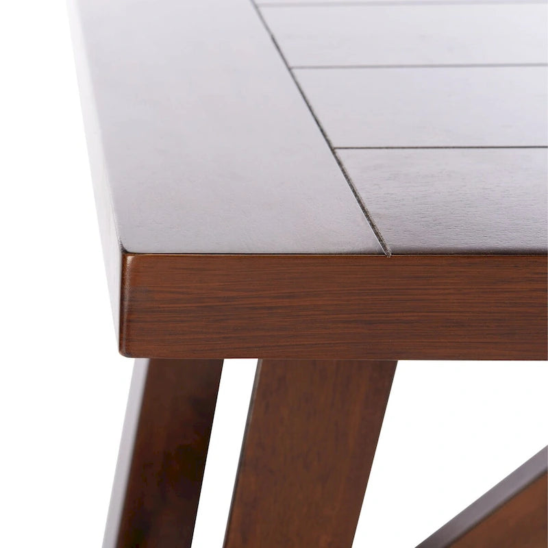Brown Rectangle Dining Table with Acacia Veneer and Splayed Legs - 57W x 36D x 30H