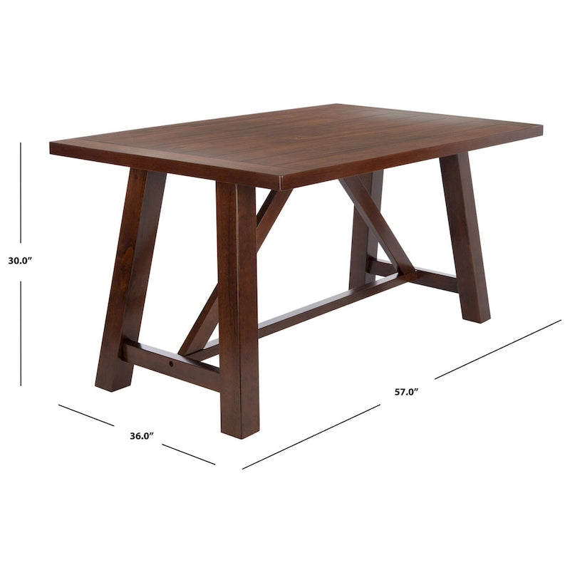 Brown Rectangle Dining Table with Acacia Veneer and Splayed Legs - 57W x 36D x 30H