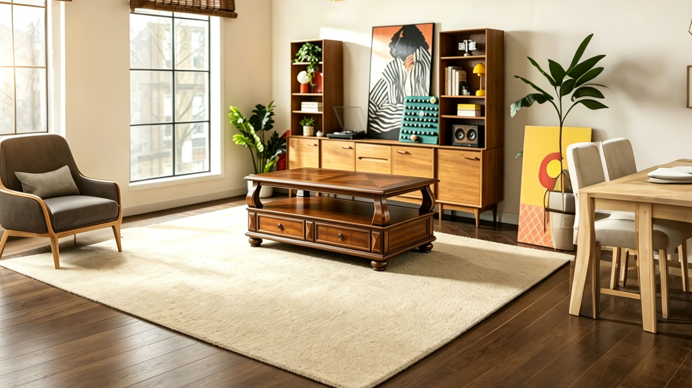 Table basse en noyer 50 X 32 X 20